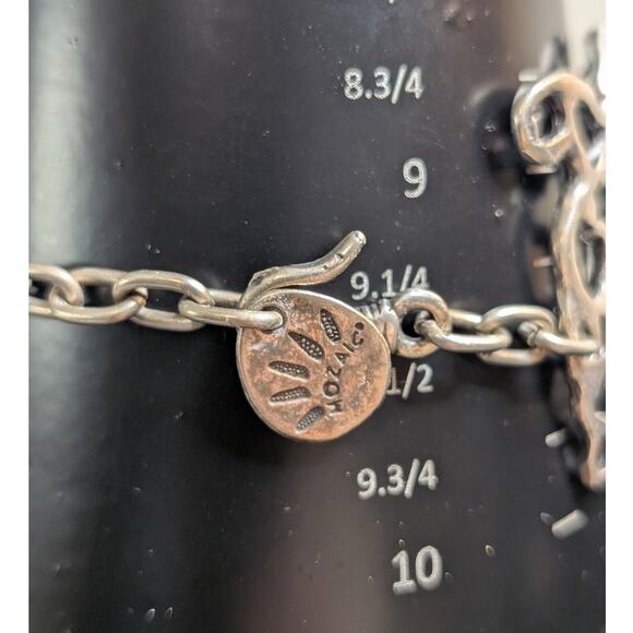 Chunky Modernist Filigree Chain Link Silver Tone Bracelet W/ Hook Clasp - Picture 3 of 6